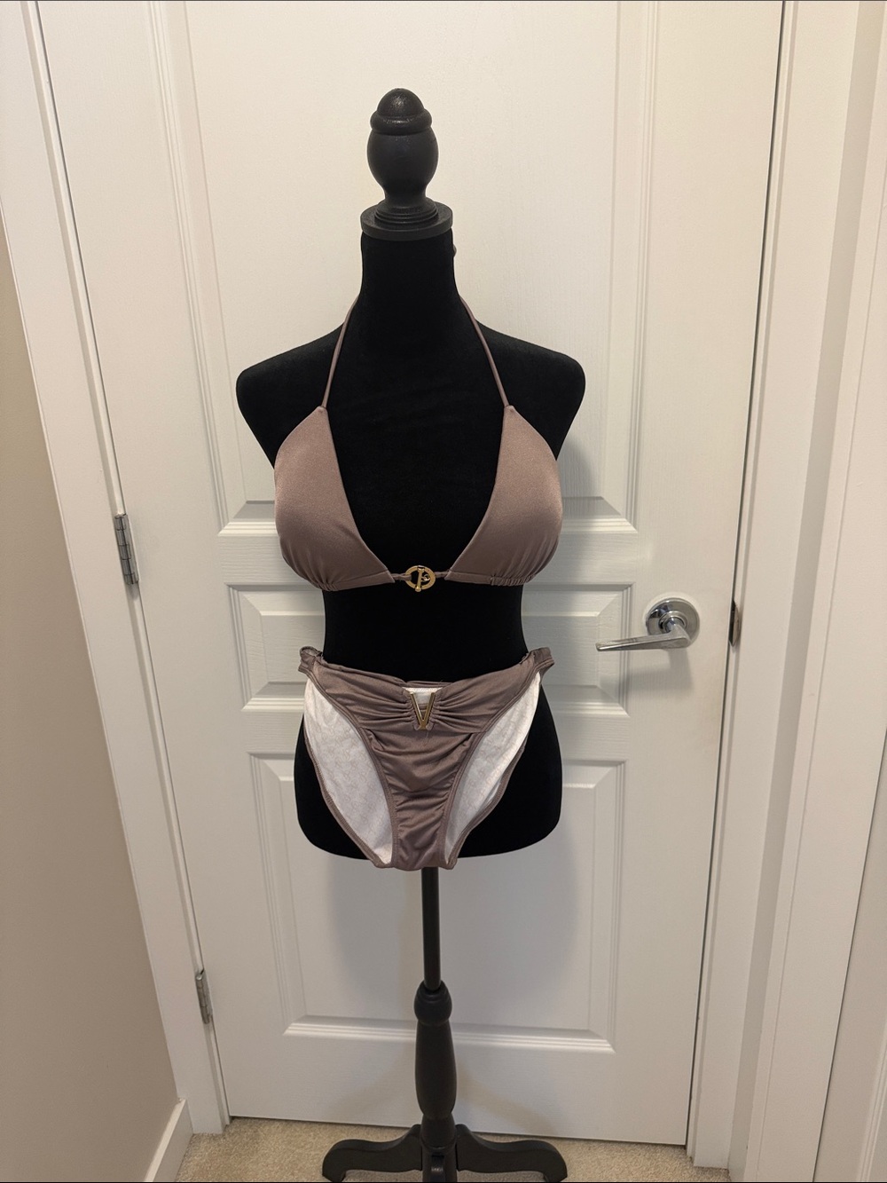 Victoria's Secret Two-Piece Halter Bikini in Taupe